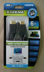 XTREME™ HIGH SPEED HDMI WITH ETHERNET CHANNEL, 6ft. Lenght 1.8 Meters BRAND NEW - Picture 1 of 2
