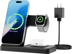 Wireless Charger Travel Charging Station: 3 in 1 Charger Stand Multiple Devices - Picture 1 of 12