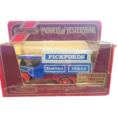 Matchbox Models Of Yesteryear Y27 1922 Foden Steam Lorry Pickfords Removals Stor - Image 1 of 2