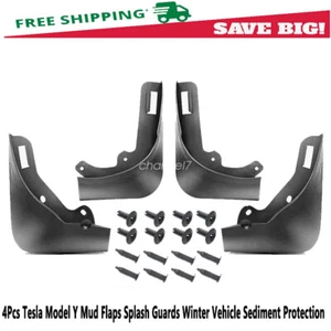 4Pcs Tesla Model Y Mud Flaps Splash Guards Winter Vehicle Sediment Protection - Picture 1 of 10