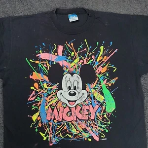 Vintage Mickey Mouse Disney Black T-Shirt Fluro Colours  Size M - Bild 1 von 9