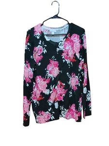 Maglione Charter Club donna nero,rosa bottoni floreali taglia 2X vedi descrizione - Foto 1 di 7
