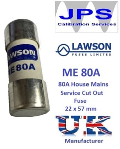 Lawson Fuse ME80 80A ME80A House Mains Service Cut Out Fuse JPSF831 VAT Invoice - Picture 1 of 1