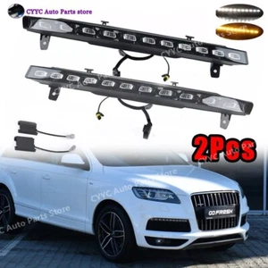 LH&RH Side For Audi Q7 2010 -2015 LED DRL Daytime Running Light Turn Signal Lamp - Picture 1 of 10