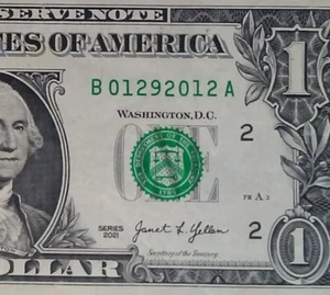 January 29th 2012 Birthday or Anniversary Date Note Series 2021 One Dollar Bill - Picture 1 of 3