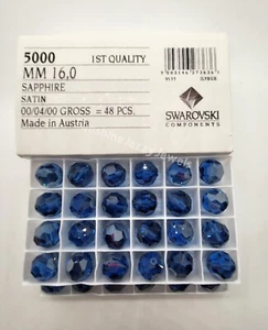 Factory Pack Swarovski Crystal Sapphire Satin 16mm Faceted Round 5000 Beads 48pc - Picture 1 of 2