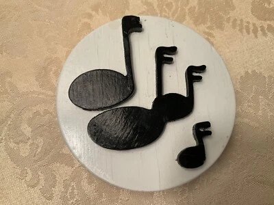 Vintage Wooden Clothespin Musical Notes Holder Notes  Hand Made 3” diameter - Image 1 of 2
