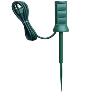 UTILITECH 0130337 3-OUTLET OUTDOOR POWER STAKE 6' 3-PRONG 1250W GREEN - NEW! - Picture 1 of 1