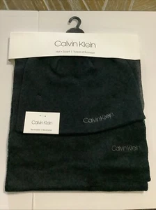 Calvin Klein woman hat+scarf Set Knit reversible black/gray one size $80 Beanie - Picture 1 of 6