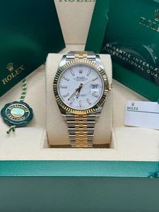 Rolex Datejust 41 Unworn 2023 Two Tone White Index Dial Fluted Bezel - Jubilee - Picture 1 of 10