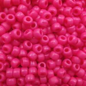 Pony Beads Hot Pink Matte Frosted Large Hole Beads Made in USA - Picture 1 of 2