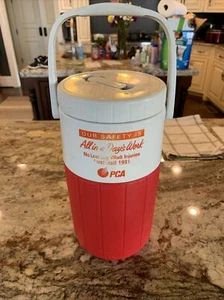 Coleman Polylite Thermos Half Gallon Carry and Pour Spout 5590 Vintage Red White - Picture 1 of 3