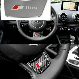 1X NEW for AUDI Sline Steering Wheel BADGE S Line Badge CARBON FIBER/ SILVER - Bild 1 von 11