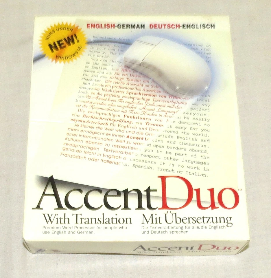 Accent Duo English-German - Premium Word Processor 1995 New 3.5 Disks + Book - Image 1 of 1
