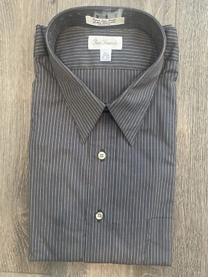 Paul Fredrick ~ Camisa de vestir Oxford manga larga a rayas carbón nueva con etiquetas para hombre ~ 17-37 Foto 1 de 2
