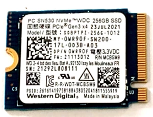 Western Digital/Dell 256GB NVMe M.2 2230mm SDBPTPZ-256G-1012 0WR90F Internal SSD - Imagen 1 de 4