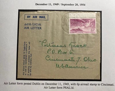 1949 Dublin Ireland Air Letter Cover To Cincinnati OH USA - Image 1 of 4
