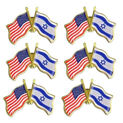 6 Pcs American Israel Friendship Lapel Pins Double Flag Lapel Pin Badge Souvenir - Image 1 of 4