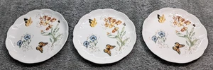 Set of 3 Lenox Butterfly Meadow Monarch Dinner Plates 11" Scalloped Edges - Picture 1 of 5