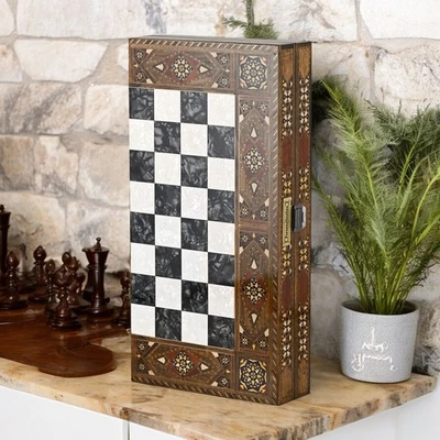 Backgammon Set 20" Handmade Luxury Inlaid Solid Wood Board 🎁 Christmas Gift - Image 1 of 4