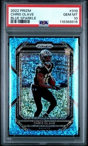 2022 Panini Prizm Chris Olave RC #310 Blue Sparkle Prizm PSA 10 62/96 Gem Mint - Picture 1 of 2