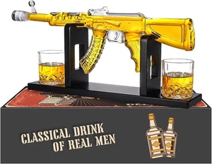 Whiskey Decanter AK47 Set with 2 Whiskey Glasses, Gifts for Men Dad, Unique A... - Picture 1 of 8