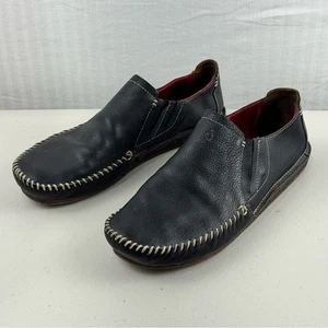 OluKai Ali’l Elua Black Crafted Leather Slip-On Loafers Men's Size 10.5 EUR 43.5 - Picture 1 of 12