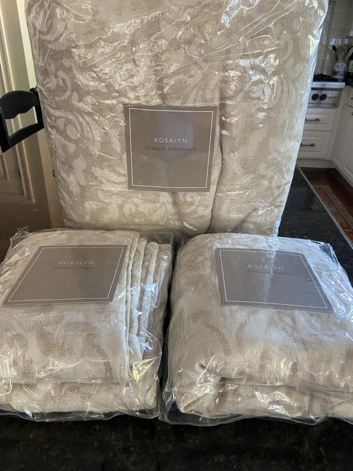 Soft Surroundings Rosalyn Damask Linen Blend Reversible King Comforter Set  - Image 1 of 4