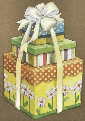 CAROL'S ROSE GARDEN "Happy Birthday" STACKED GIFTS BIRTHDAY CARD - Image 1 of 4