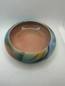 VINTAGE SIGNIERTE JUDITH STILES BUNTE STUDIO KUNST KERAMIK VASE 7" RUNDE PFLANZSCHALE - Bild 1 von 14