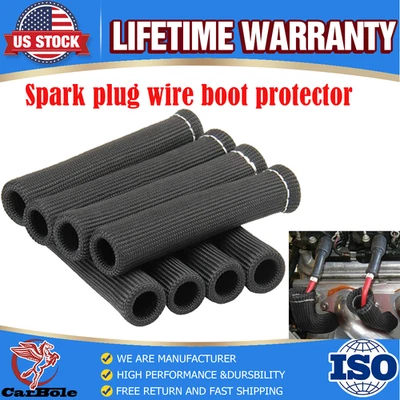 8PCS 2500° Spark Plug Wire Boots Protectors Sleeve For SBC BBC Heat Shield Cover - Image 1 of 4