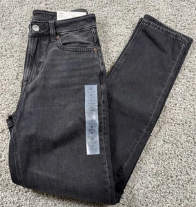 NEU American Eagle Damen Mom Jeans hoher Bund schwarz strigid Denim distressed 0 - Bild 1 von 11