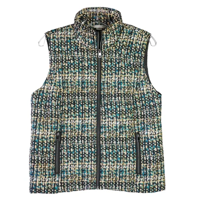 Christopher & Banks Women's Size M Petit Quilted Puffer Vest Lined Blue / Yellow - Image 1 of 4
