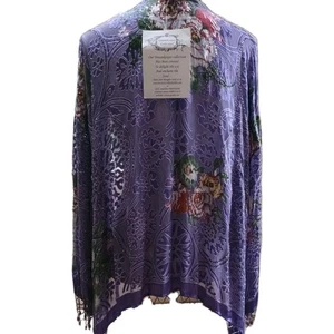 NEW! DreamKeeper Kimono Jacket Evening Cruise Purple beaded silk mix PLUS sized. - Picture 1 of 8