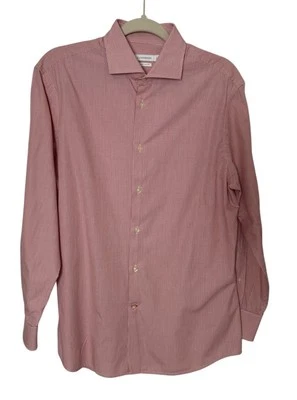 J. Lindeberg Long Sleeve Button Down Shirt Men's Size 16 Red and White Checks - Image 1 of 4