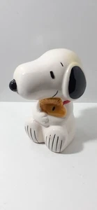 2014 Peanuts Worldwide LLC 5.5" Snoopy & Woodstock Ceramic Pen Holder - Picture 1 of 8