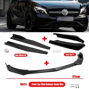 Glossy Side Skirt+Rear Lip+Front Bumper Spoiler For Benz A-Class W176 A45 AMG BT - Picture 1 of 12