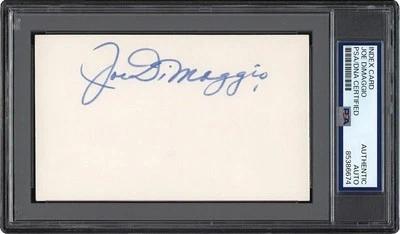 002, Joe DiMaggio HOF, Original Autograph, Index Card, Yankees, PSA/DNA - Image 1 of 4