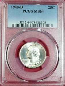 1940-D WASHINGTON QUARTER PCGS MS64 - Picture 1 of 4