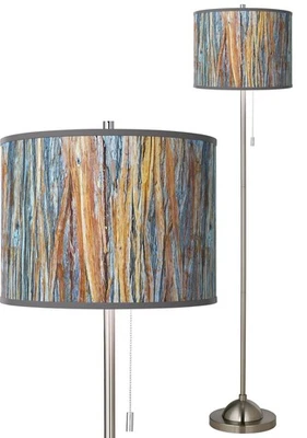 Lámpara de pie Giclee Glow 62" llamativa cadena de tracción de níquel cepillado corteza Foto 1 de 4