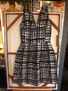 MADEWELL SLVLSS BLACK&WHITE  FIT&FLARE DRESS      WOMENS SZ. 0       EUC! - Picture 1 of 5