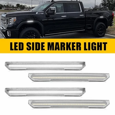 4X Luz de señalización LED lateral delantera + trasera blanca para GMC Sierra 2500HD 3500HD 2020-23 Foto 1 de 4