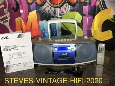 JVC RC-ST3L CD PORTABLE SYSTEM, TAPE, RADIO + REMOTE SERVICED RARE L@@K FREE P+P - Image 1 of 4
