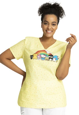 Hello Kitty Cherokee Scrubs Tooniforms Sanrio V Neck Top TF772 HSBW - Image 1 of 4