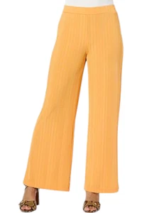 IMAN Global Chic Women's Ribbed Knit Pull-On Pant Bright Tangerine - Picture 1 of 1