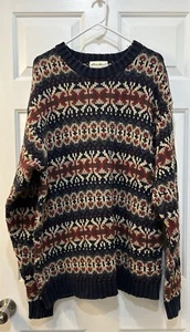 Suéter De Colección Eddie Bauer Talla XXL Rayas Nórdicas Fair Isle Y2K Años 90 Abuelo Cabincore - Imagen 1 de 9