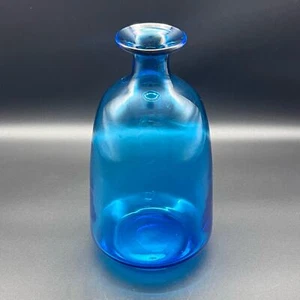 Vintage Midcentury Modern Pfau blau mundgeblasen Glas Kunst Vase Deko - Bild 1 von 10