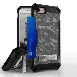 Digital Camo Shockproof Hybrid Case+Tempered Glass Cover for iPhone Model (4.7") - Picture 1 of 6