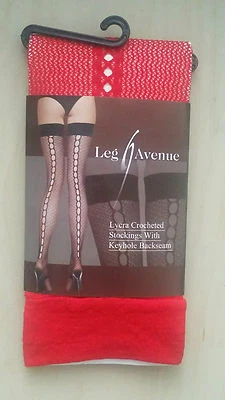 Sexy muslo de ganchillo rojo Leg Avenue Foto 1 de 2