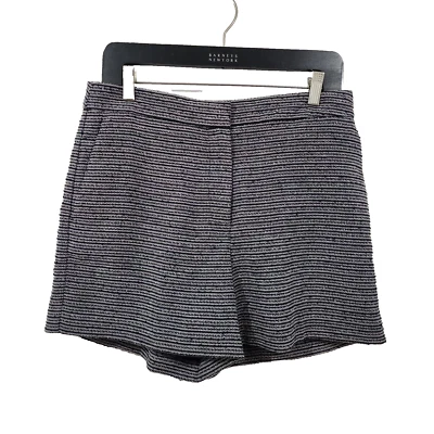 "Pantalones cortos chinos Ann Taylor tweed a rayas azul marino blanco tiro medio 4"" para mujer 6" Foto 1 de 4